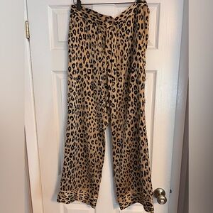 Equipment Animal Print Wide Leg Pants - Tan and Black